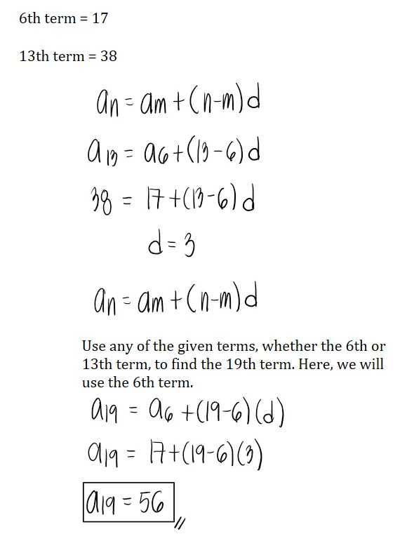 Arithmetic Progression | Algebra – Problem 1: Arithmetic Sequence CALTECH for any nth term and common difference – Diagram
