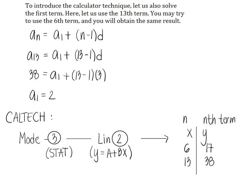 Arithmetic Progression | Algebra – Problem 1: Arithmetic Sequence CALTECH for any nth term and common difference – Diagram