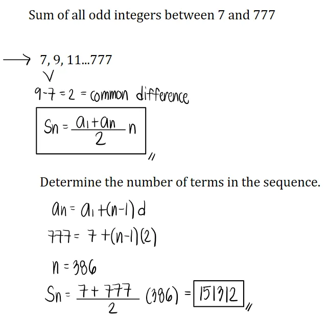 Arithmetic Progression | Algebra – Problem 2: Arithmetic Sequence CALTECH for the sum of the series – Diagram