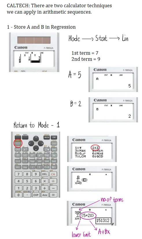 Arithmetic Progression | Algebra – Problem 2: Arithmetic Sequence CALTECH for the sum of the series – Diagram