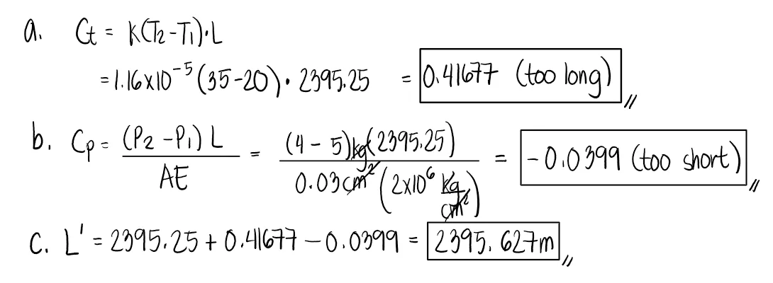 Measurement of Distances | Fundamentals of Surveying – Problem 3 (Correction due to temperature and pull): – Diagram
