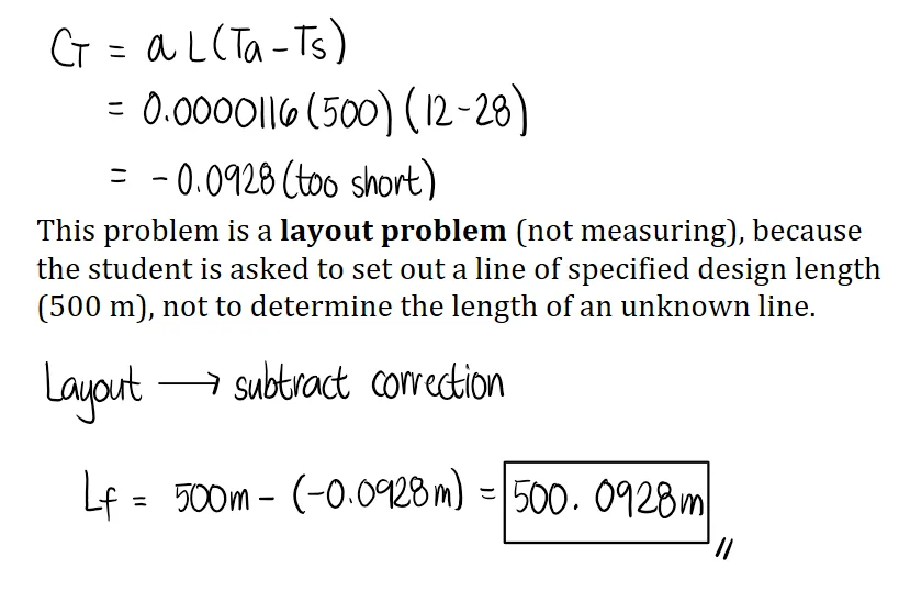 Measurement of Distances | Fundamentals of Surveying – Problem 4 (Laying Out a 500m Line): – Diagram