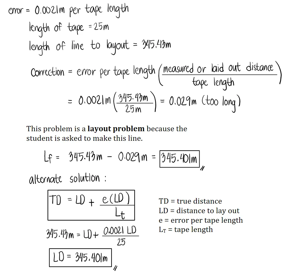 Measurement of Distances | Fundamentals of Surveying – Problem 5 (Laying Out a 345.43m long line): – Diagram