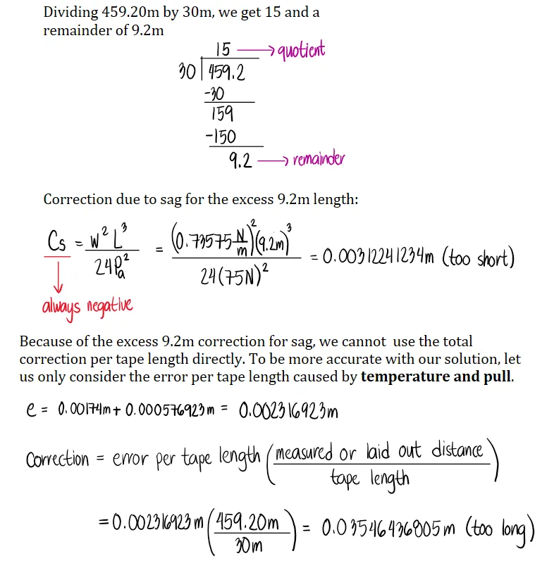 Measurement of Distances | Fundamentals of Surveying – Problem 8 (Correction due to temperature, pull, sag, and slope): – Diagram