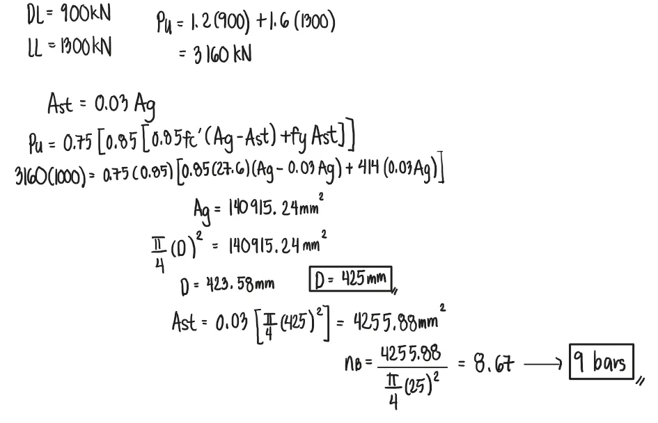 Reinforced Concrete Columns | Principles of Reinforced Concrete – Problem 4 (Design): – Diagram
