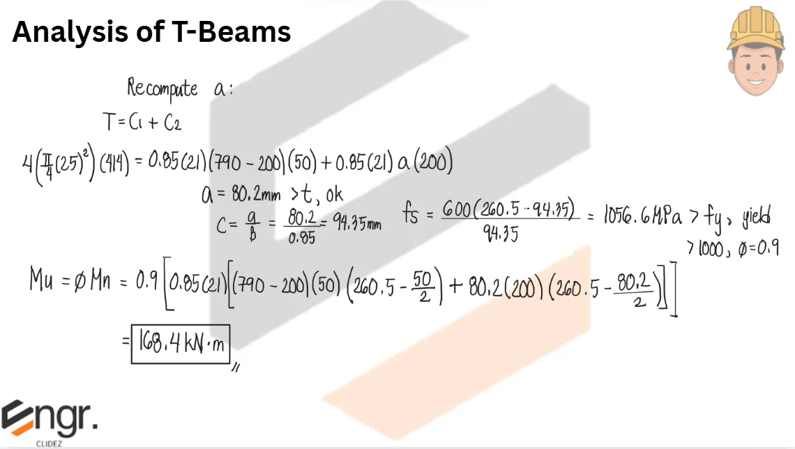 Analysis and Design of T-Beams | Principles of Reinforced Concrete – Problem 2 (Investigation Problem): – Diagram